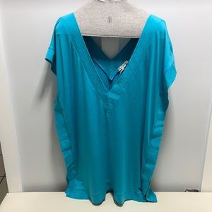 Diane Von Furstenberg, blouse poncho style, size S, color turquoise